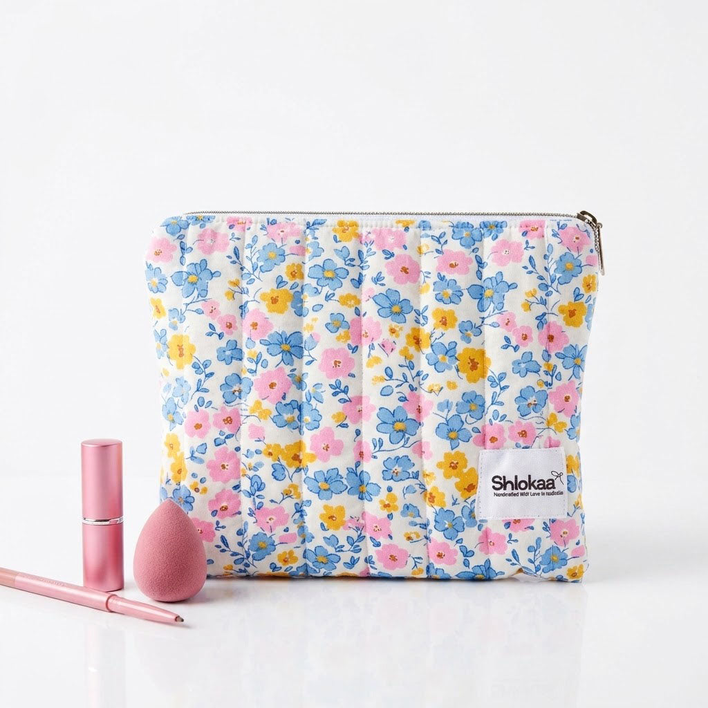 Blue Daisy Zipper Pouch