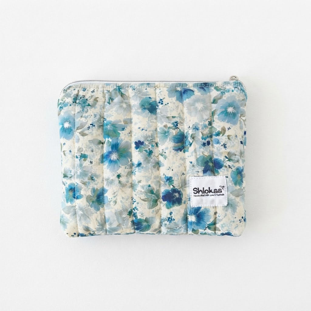 Blue Rosewater Zipper Pouch
