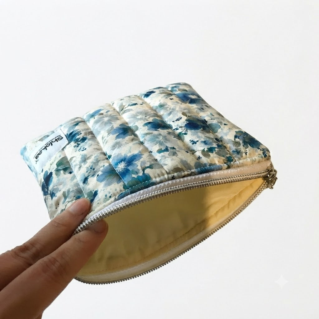 Blue Rosewater Zipper Pouch